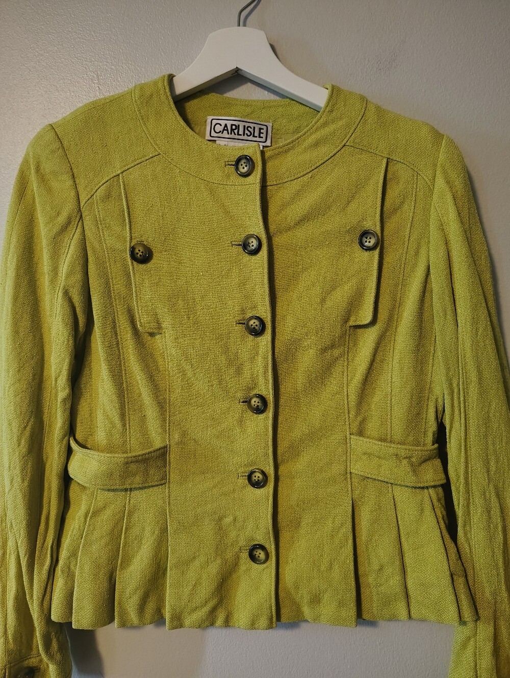 Vintage Carlisle Lime Mustard Button-Up Blazer Jacket - Picture 2 of 6